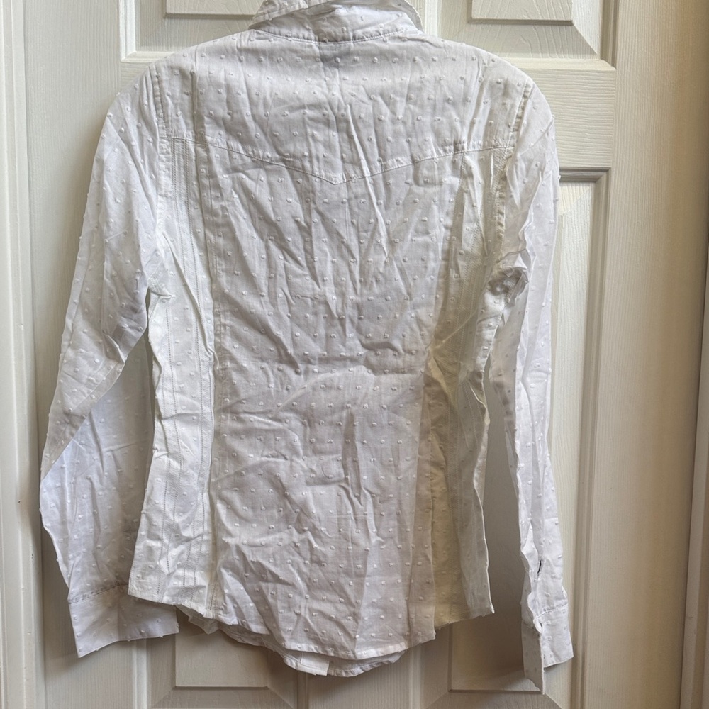 Source Unknown White Textured Button-Down Shirt - image 5